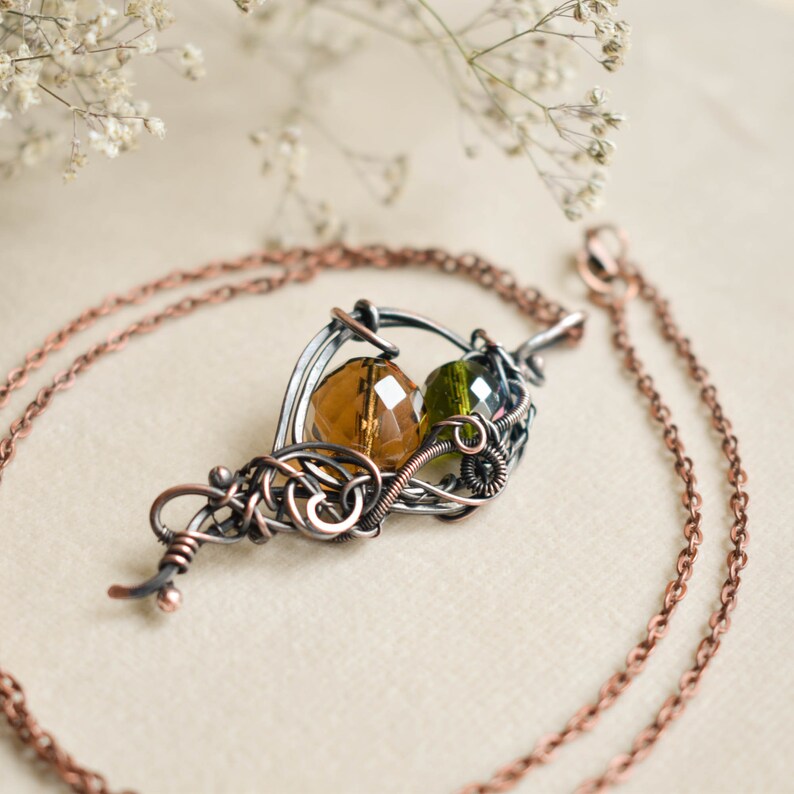 Art nouveau, collar de cristal, joyería de elfos, joyería de brujas, tendencia ahora, joyas vagabunda imagen 3