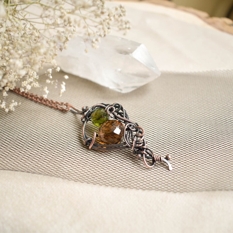 Art nouveau, collar de cristal, joyería de elfos, joyería de brujas, tendencia ahora, joyas vagabunda imagen 9