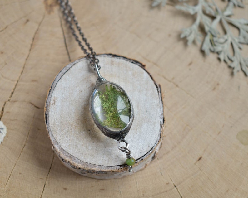 Real Moss Necklace, Preserved Flowers, Witchy Jewelry image 5