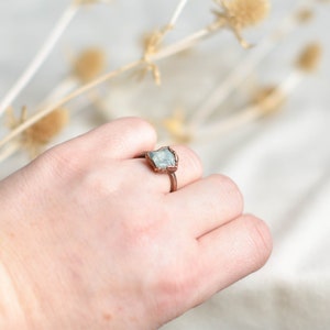 Aquamarine Ring, Copper, Witchy RIng, Adjustable Size, Trending Now image 2