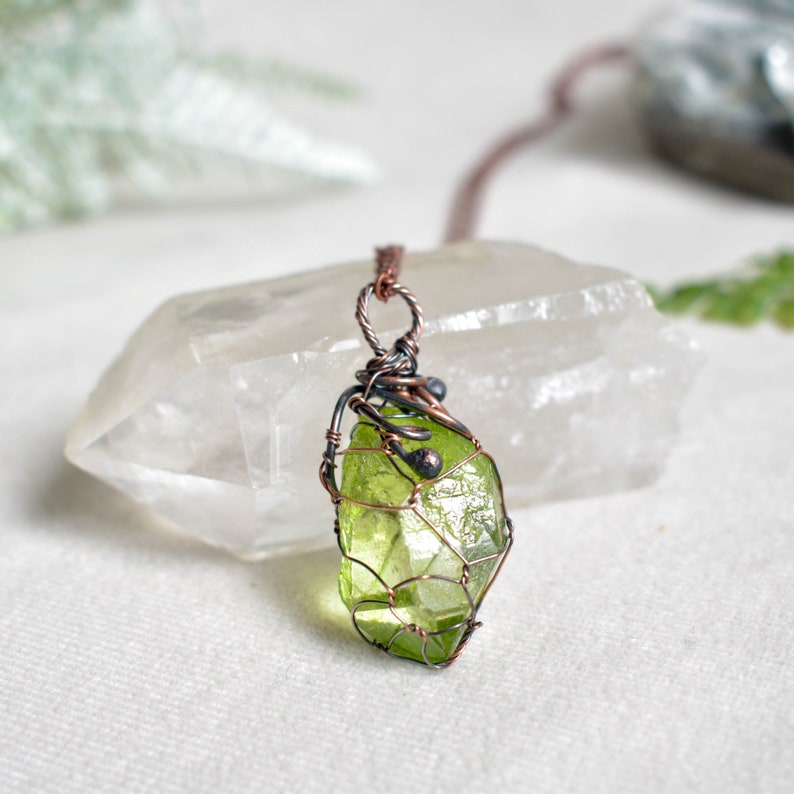 Green crystal necklace, Witchcraft Jewelry, Trending Now, Woodland Necklace image 8