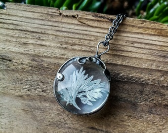 Dry Wormwood Necklace, Pressed Flower Necklace, Mindfulness Gift