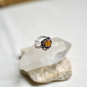Orange Faceted Agate Ring, Copper Wire Wrapped Ring, Witchy Jewelry, Trending Now, 7th anniversary gift zdjęcie 9