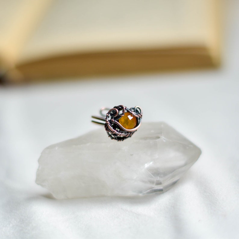 Anillo de ágata naranja facetado, anillo envuelto en alambre de cobre, joyería de bruja, tendencia ahora, regalo del 7º aniversario imagen 4
