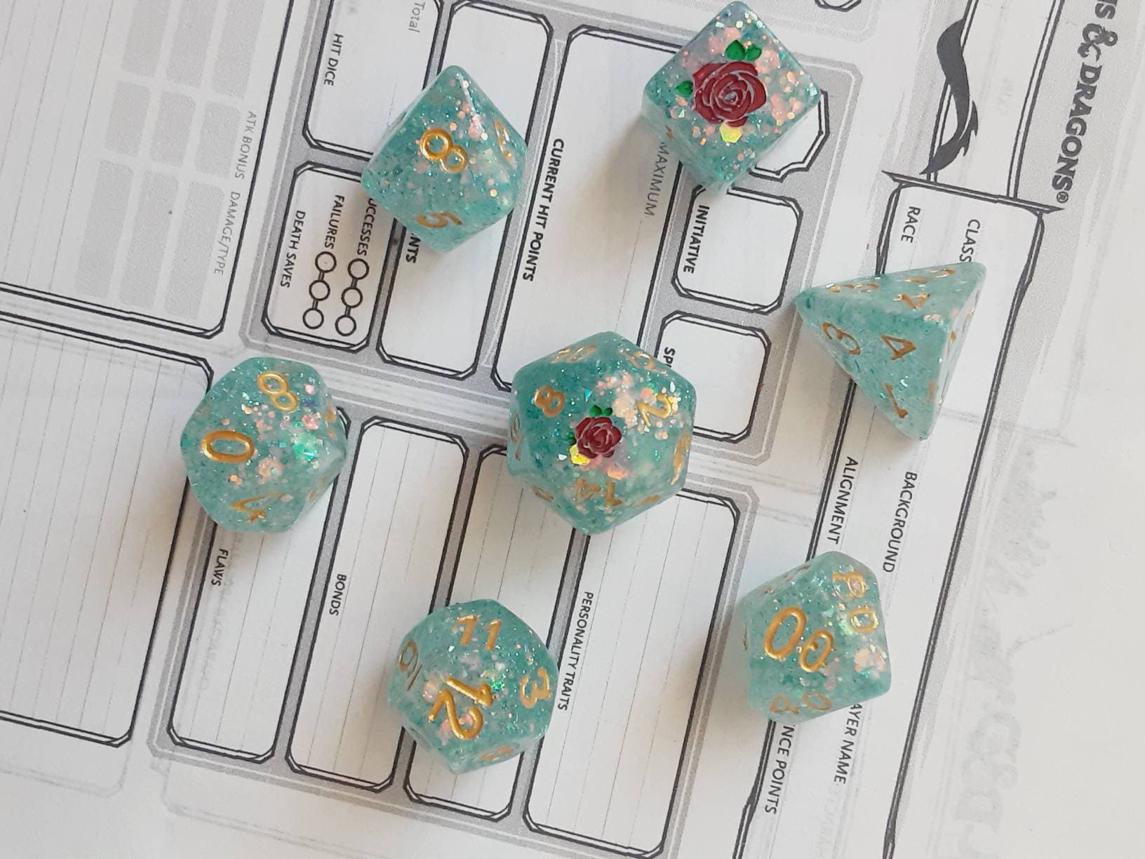 Mermaid Scale Polyhedral Dice Set
