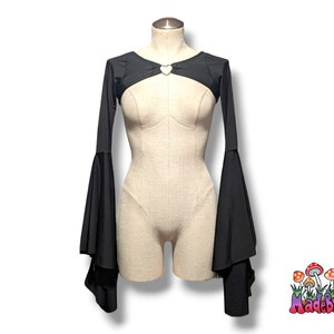 Heart Detail Rave Shrug: Handmade Bell Sleeve Festival Crop Top - Made to Order
