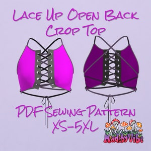 Lace Up Open Back Crop Top PDF Sewing Pattern