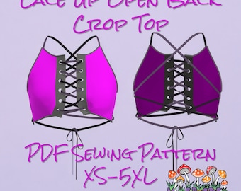 Lace Up Open Back Crop Top PDF Sewing Pattern