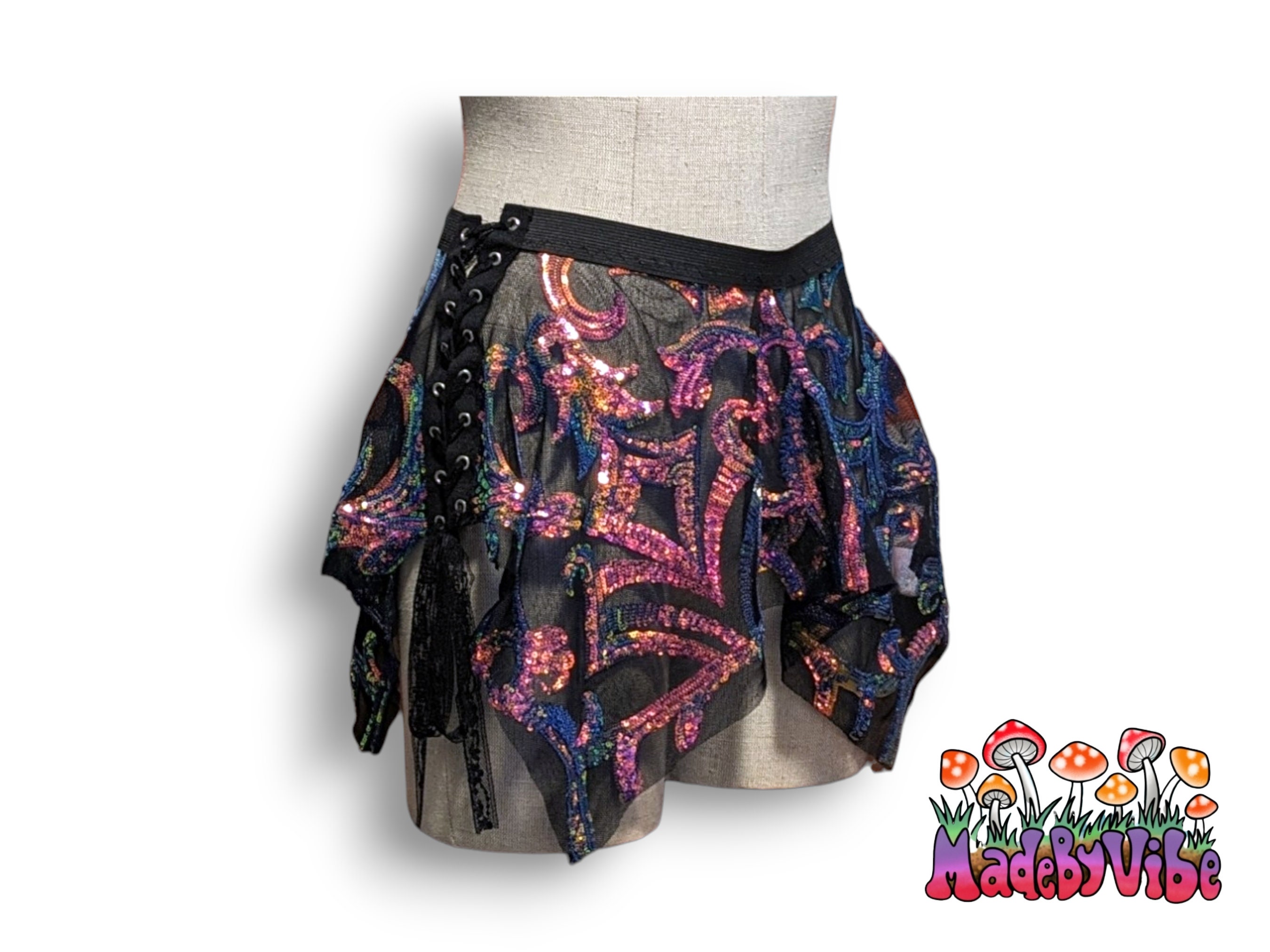 Holographic Skirt Black Etsy