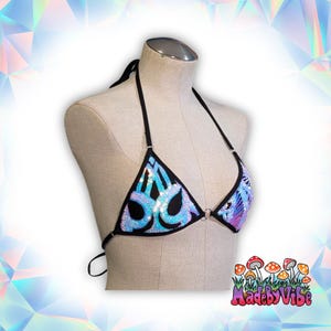 Opal Treasure Sequin Mini Bikini Rave Top - Ready to Ship