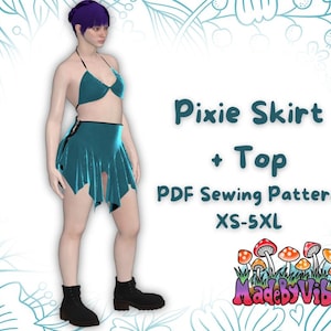 Pixie Skirt and Top Sewing Pattern: Rave Dress (Printable PDF)