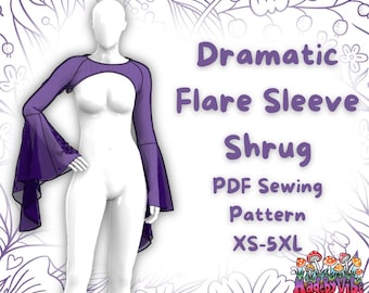 Dramatic Flare Sleeve Rave Shrug PDF Pattern