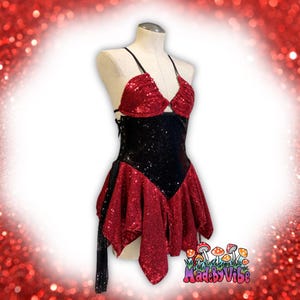 Abito da fata con paillettes rosso e nero / Realizzato su ordinazione / Set da fata