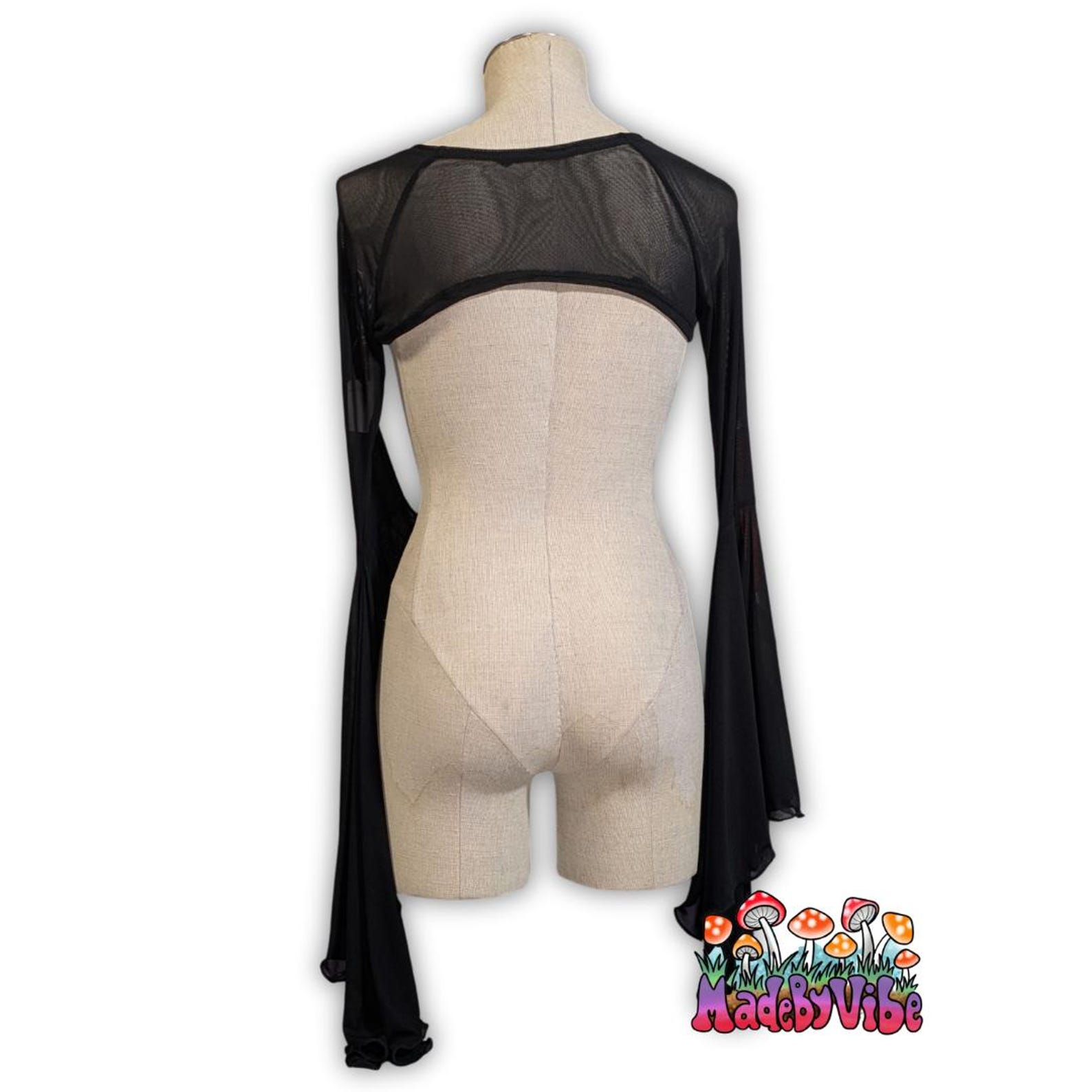 Mesh Rave Shrug With Dramatic Bell Flare Sleeves | Festival Crop Top ...