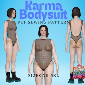 Karma Bodysuit Pattern | Open Back Rave One Piece Printable PDF Sewing Pattern