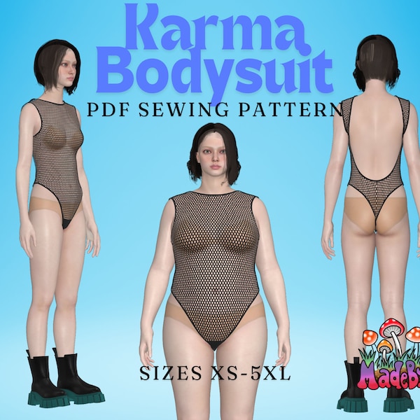Karma Bodysuit Pattern | Open Back Rave One Piece Printable PDF Sewing Pattern