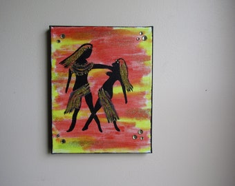 Gemini Twins: Acrylic and Mixed Media Painting