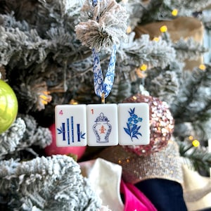 Enfeite de Natal com peças de Mahjong, presentes de Mahjong imagem 3
