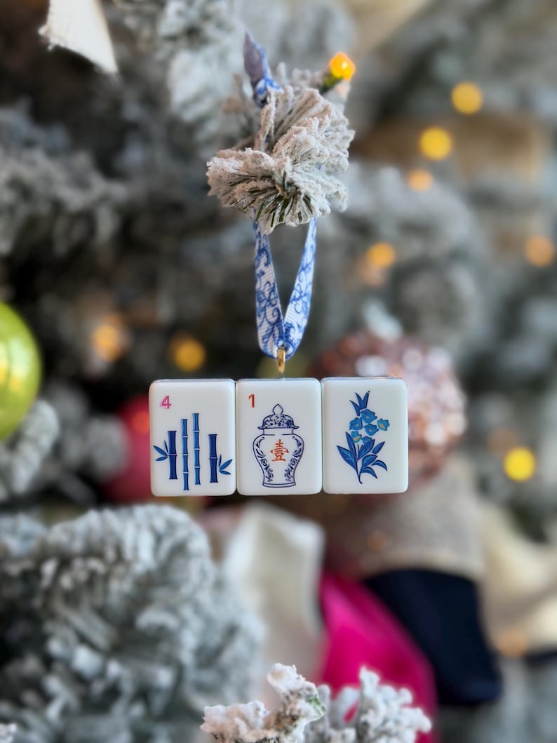 Enfeite de Natal com peças de Mahjong, presentes de Mahjong imagem 1
