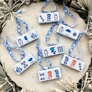 Enfeite de Natal com peças de Mahjong, presentes de Mahjong imagem 2