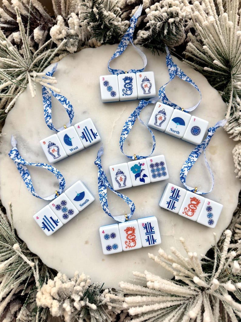 Enfeite de Natal com peças de Mahjong, presentes de Mahjong imagem 2