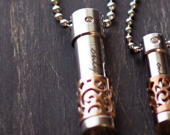 Bronze Large Essential Oil Aromatherapy Diffuser Stainless Steel Necklace