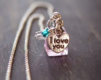 Girl's I Love You Essential Oil Aromatherapy Diffuser Necklace