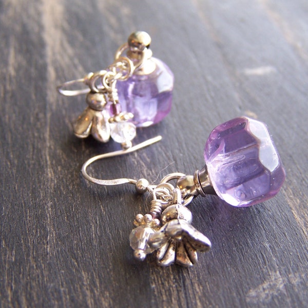 Purple Flower Essential Oil Aromatherapy Diffuser Earrings