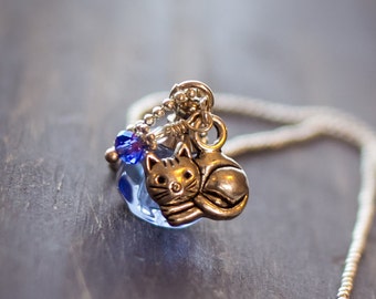 Girl's Cat Essential Oil Aromatherapy Diffuser Necklace