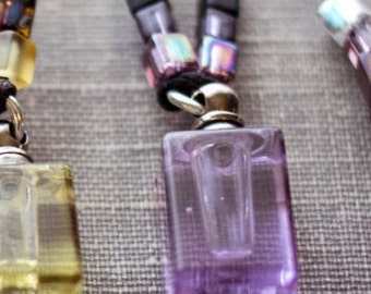 Purple Miyuki Cube Essential Oil Aromatherapy Diffuser Necklace