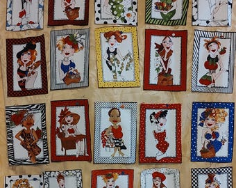 Loralie Harris SENIOR Sewers fabric squares 11 pieces Ladies Like a Fine Wine! Extra borders.