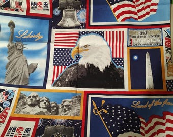 USA! USA! fabric panel 2017 "ONE Nation" 2 yds 44"wide. Make several patriotic gifts from this awesome piece! Totebags Placemats Valance