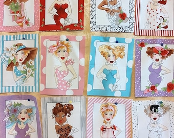 Loralie Harris designs FAST WOMEN!! 19 cut squares from 44"x24" panel. 5 dollars a square or panel is 55 dollars! Make totes, hot pads! OBO