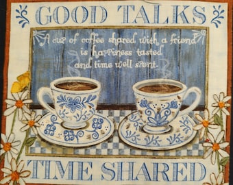 Country Theme, Good Day, Morning, Good Health, Good Life 8 inch squares to make a quilt, tablecloth, wall hangings. 23 total