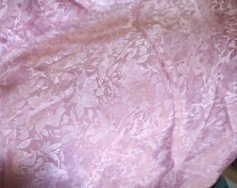 Nice feel of this GORGEOUS PINK faux silk charmeuse in a Floral design. 4+ yds x 58" w. Slinky for drapes, skirts or blouse, KAFTANS!