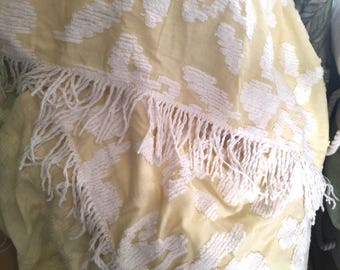 YELLOW CHENILLE Bedspread Queen or Double.  Vintage 50s-60s! In linen closet for 10+ yrs. 95" wide. Was 95 Dollars OFFER!
