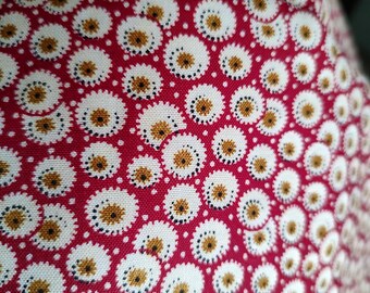 4-Day HALF OFF SALE!! Small flower-like dots of cream, gold black on red background. Nice crisp cotton. 3 yards+14".