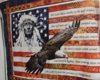 Native American Face and Eagle on the Preamble to Declaration of Independence fabric.  Beautiful! 45x36