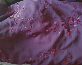 4-Day HALF OFF SALE!! Deep Wine Burgundy Embroidered Crepe Fabric (10 yds total)
