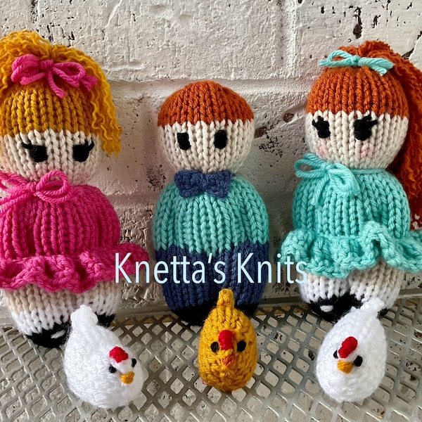 Knit Doll Pattern, Circular Knitting Machine Pattern,  22 Needle Addi Knitting Machine