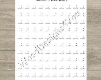 Subtraction Worksheets - Minute Math - First and Second Grade Math Worksheet - Mad Math Minute - Timed Speed Tests - Math Facts & Drills