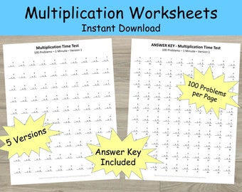 multiplication worksheets second and third grade math etsy new zealand