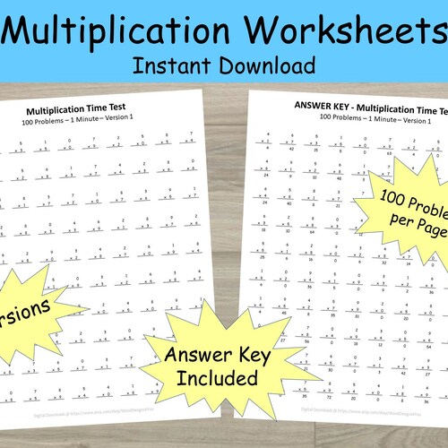 multiplication worksheets second and third grade math etsy ireland
