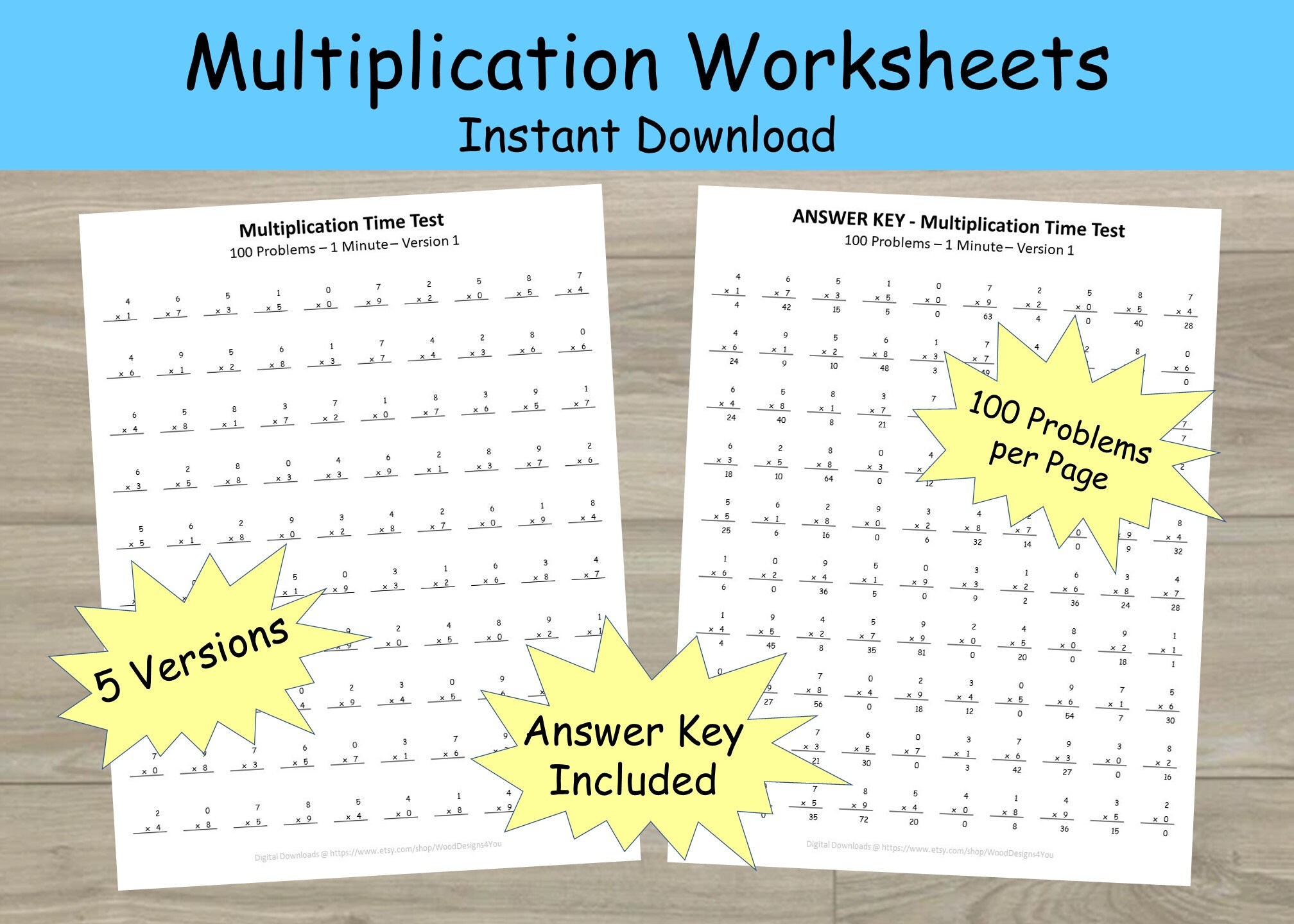 multiplication worksheets second and third grade math etsy uk