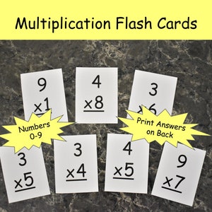 Multiplication Flash Cards 0-9 - Informations mathématiques imprimables - Jeu autour du monde - Mathématiques 2e, 3e et 4e années
