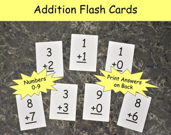 Addition Flash Cards - Math Facts Numbers 0-9 - Second Grade Math - Printable Math Facts - First Grade Math Flashcards