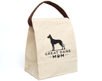 Great Dane Mom Canvas Lunch Bag | Dog Lover Lunchbox with Strap