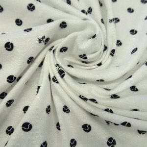 Tissu jersey rayonne à pois noir et blanc par mètre//tricot à pois noir et blanc