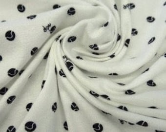 Black and White Dot Rayon Jersey Knit fabric by the yard // Black and White Polka Dot Knit