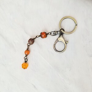 Key Ring with Wire Wrapped Fob in Orange, Garden, Party, Renaissance, Medieval, Fairytale, Choice of Colors and Metals